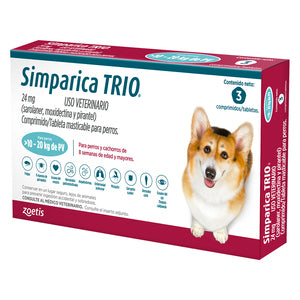 SIMPARICA TRIO BLUE 10- 20 KG 3 COMPRIMIDOS
