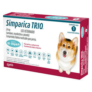 SIMPARICA TRIO BLUE 10- 20 KG 1 COMPRIMIDO